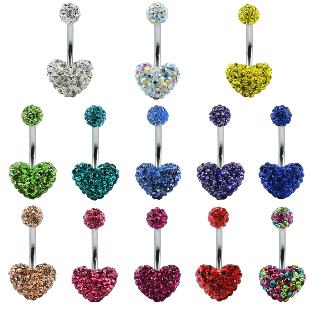 Hot Crystal Heart Belly Button Ring Women Navel Piercing Body Jewelry 14G Belly Piercing Ring CZ Navel Piercing Belly Nombril
Hot Crystal Heart Belly Button Ring Women Navel Piercing Body Jewelry 14G Belly Piercing Ring CZ Navel Piercing Belly Nombril