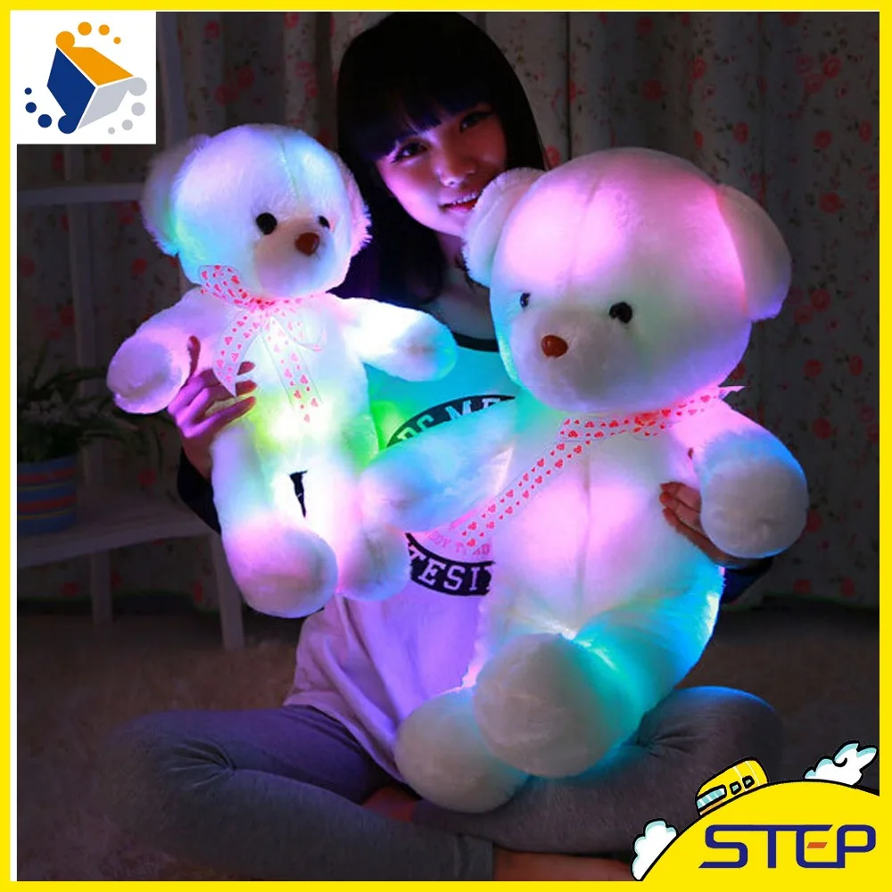 Dropshipping Romantic Colorful Flashing LED Night Light Luminous Stuffed Plush Toys Teddy Bear Doll Lovely Gifts for Kids | Игрушки и