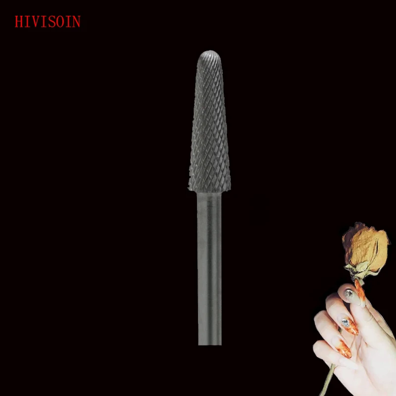 HIVISOIN-1pcs-твердосплавное сверло для ногтей-конусное сверло-F (60090060) серебристое |