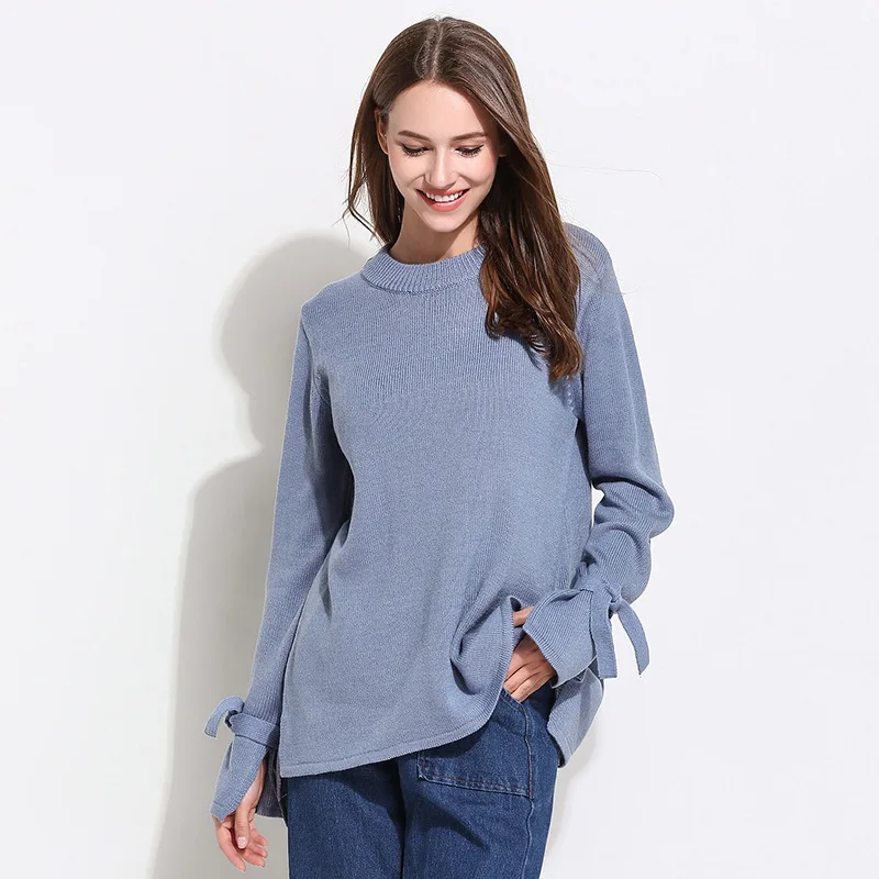 New round collar set loose bowknot long-sleeved sweater knit female speed sell women's clothing
New round collar set loose bowknot long-sleeved sweater knit female speed sell women's clothing