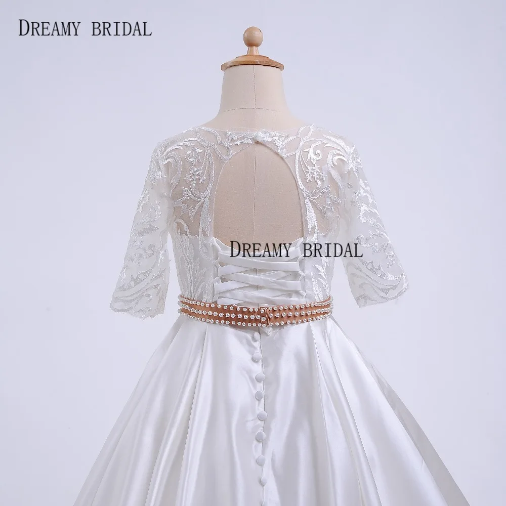 Сказочные свадебные винтажные кружевные платья с цветами для девочек жемчужным