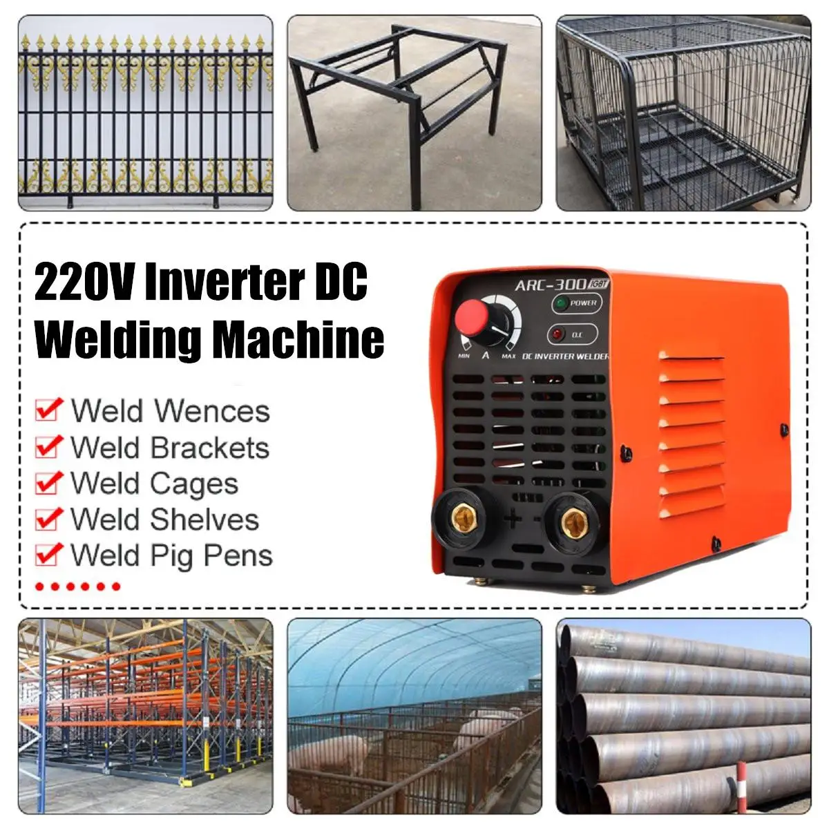 ARC-300 220V Inverter DC Mini Copper Portable Welding Machine Gas/No Gas Arc Mig Portable Strap Manual Cooling Fan
ARC-300 220V Inverter DC Mini Copper Portable Welding Machine Gas/No Gas Arc Mig Portable Strap Manual Cooling Fan