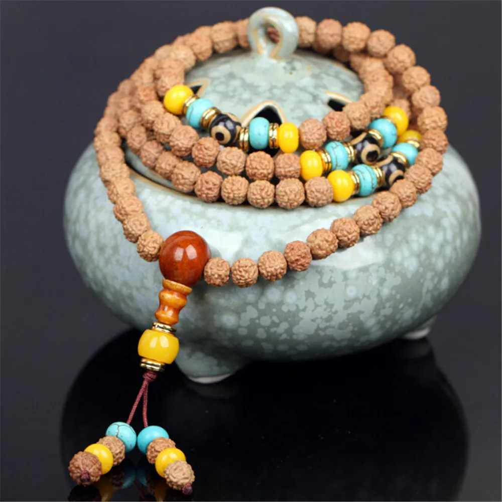Fashion 8mm 5-petal Buddhist Rudraksha 108 Beads Bracelet /Necklace Third Eye DZI Cattle Bone Triplet Prayer Mala Gift Dropship
Fashion 8mm 5-petal Buddhist Rudraksha 108 Beads Bracelet /Necklace Third Eye DZI Cattle Bone Triplet Prayer Mala Gift Dropship