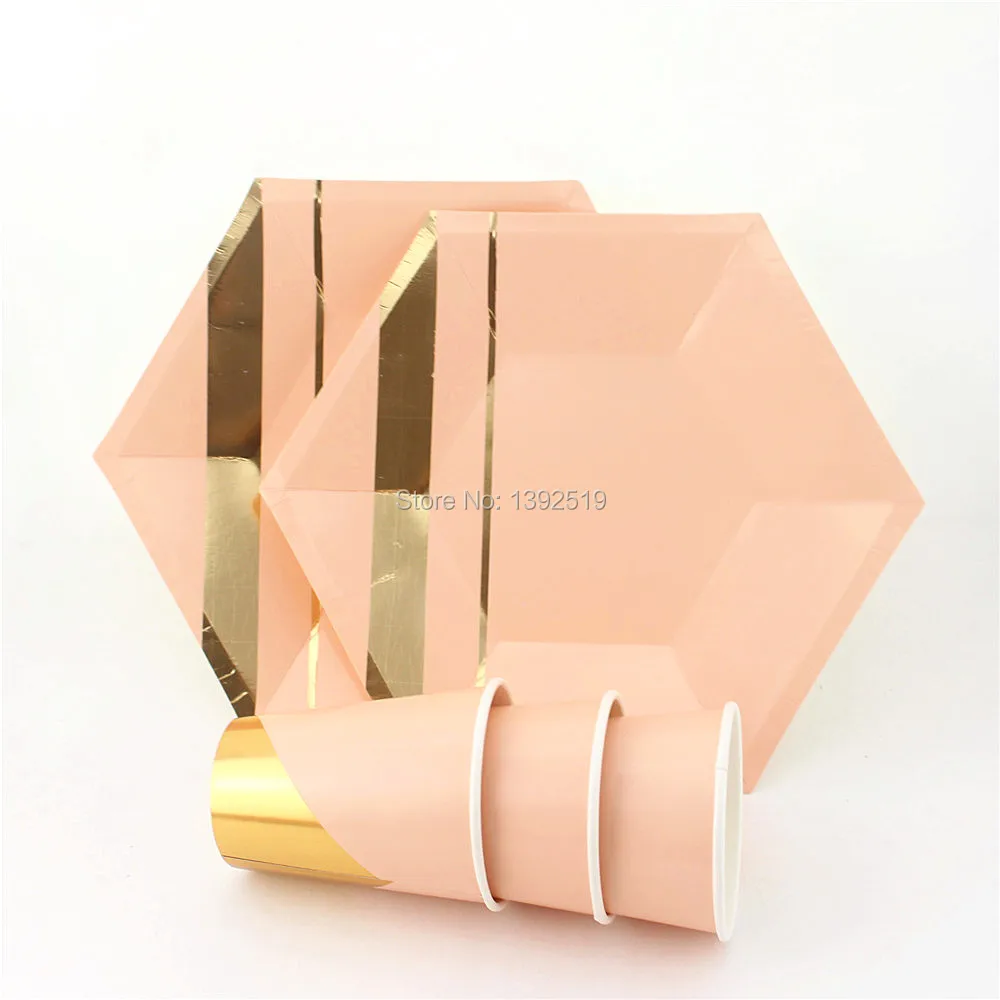 Blush Pink & Foil Gold Hexagon Paper Plates Cups Dinner Dish for Wedding Bridal Shower Bachelorette Party First Birthday
Blush Pink & Foil Gold Hexagon Paper Plates Cups Dinner Dish for Wedding Bridal Shower Bachelorette Party First Birthday