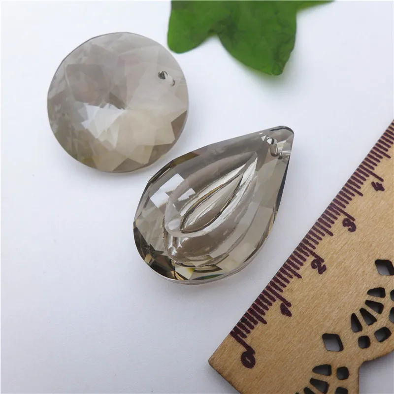 grey pated coating crystals pear/leaf/heart/feather/olive shape chandelier glass pendants DIY accessories tree lamp decorations | Украшения