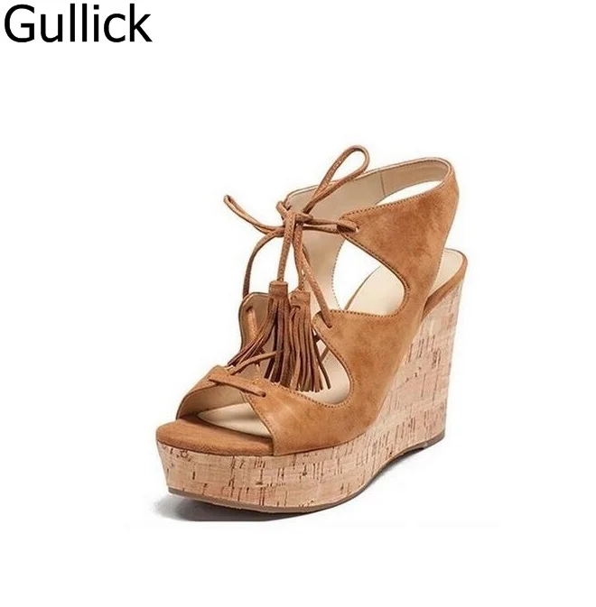 Hot Sale Women Brown Color Platform Lace Up Wedge Sandals Summer Fashion Hollow Out Fringe Decoration Peep Toe Casual Shoes
Hot Sale Women Brown Color Platform Lace Up Wedge Sandals Summer Fashion Hollow Out Fringe Decoration Peep Toe Casual Shoes