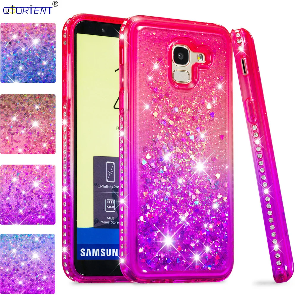 Милый задний Чехол для Samsung Galaxy J6 2018 Блестящий жидкий зыбучий песок бампер чехол