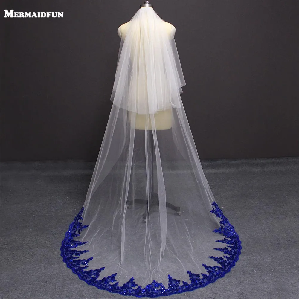 Bling Sequins Royal Blue Lace White Ivory Soft Tulle Wedding Veil 2 Layer Long Bridal Veil with Comb Wedding Accessories
Bling Sequins Royal Blue Lace White Ivory Soft Tulle Wedding Veil 2 Layer Long Bridal Veil with Comb Wedding Accessories