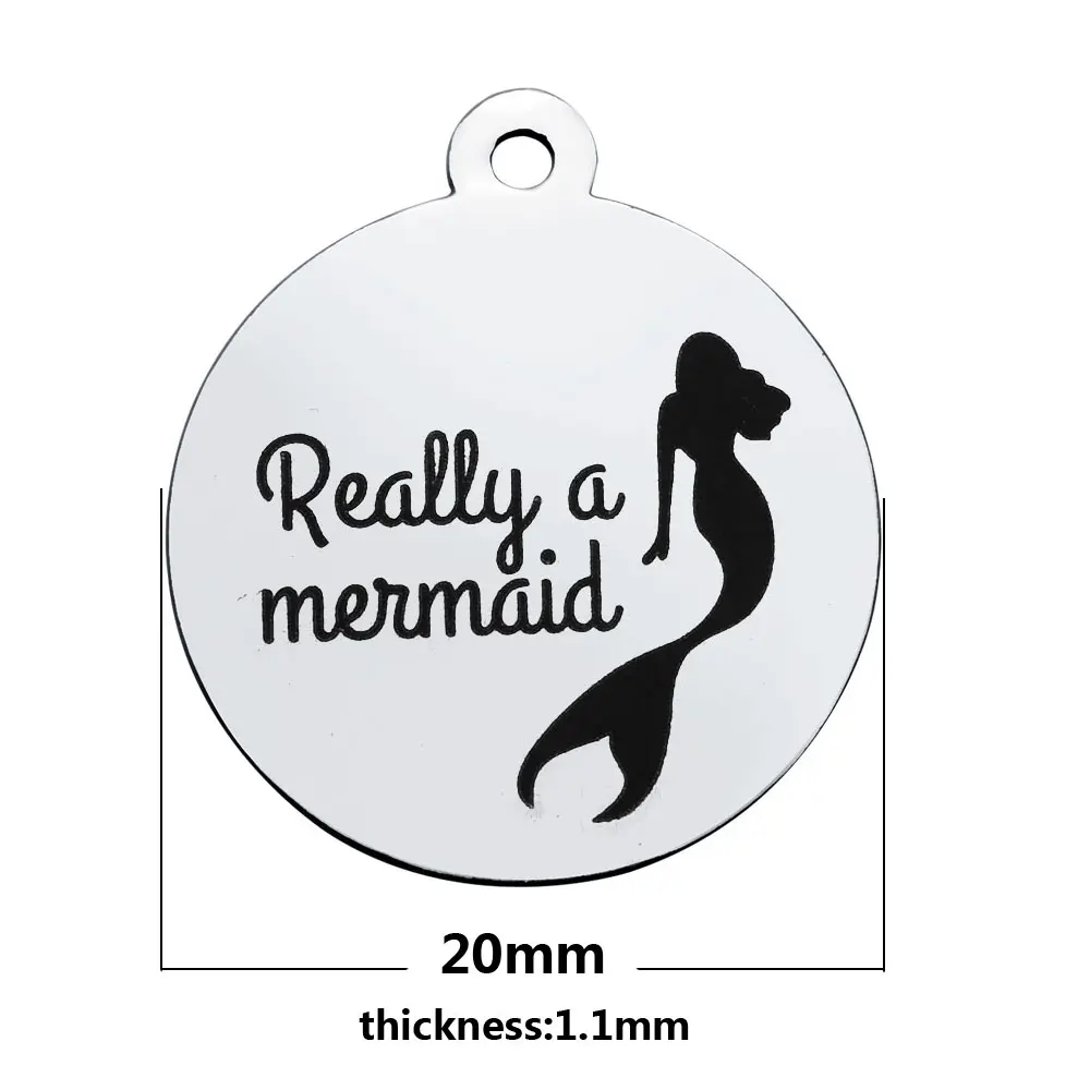 20pcs/lot 20mm Stainless steel DIY accessories disc tag handmade pendant engraving Really a mermaid Charm for bracelet
20pcs/lot 20mm Stainless steel DIY accessories disc tag handmade pendant engraving Really a mermaid Charm for bracelet