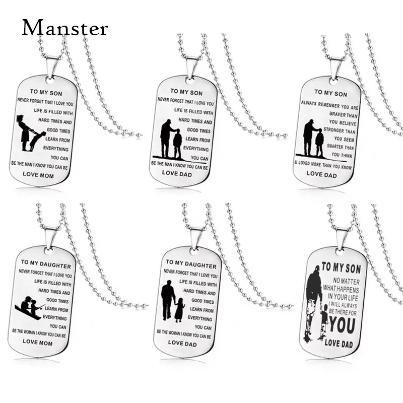 

Inspirational Gift To My Son Daughter Dog Tags Pendant Necklace Family Jewelry Keyring Necklace Keychain Military Army Cards