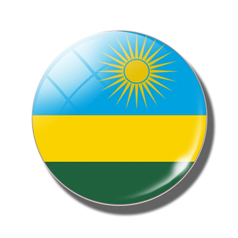 Магнит для холодильника 30 мм с изображением флага руды Kigali Butare Nyabarongo стеклянный