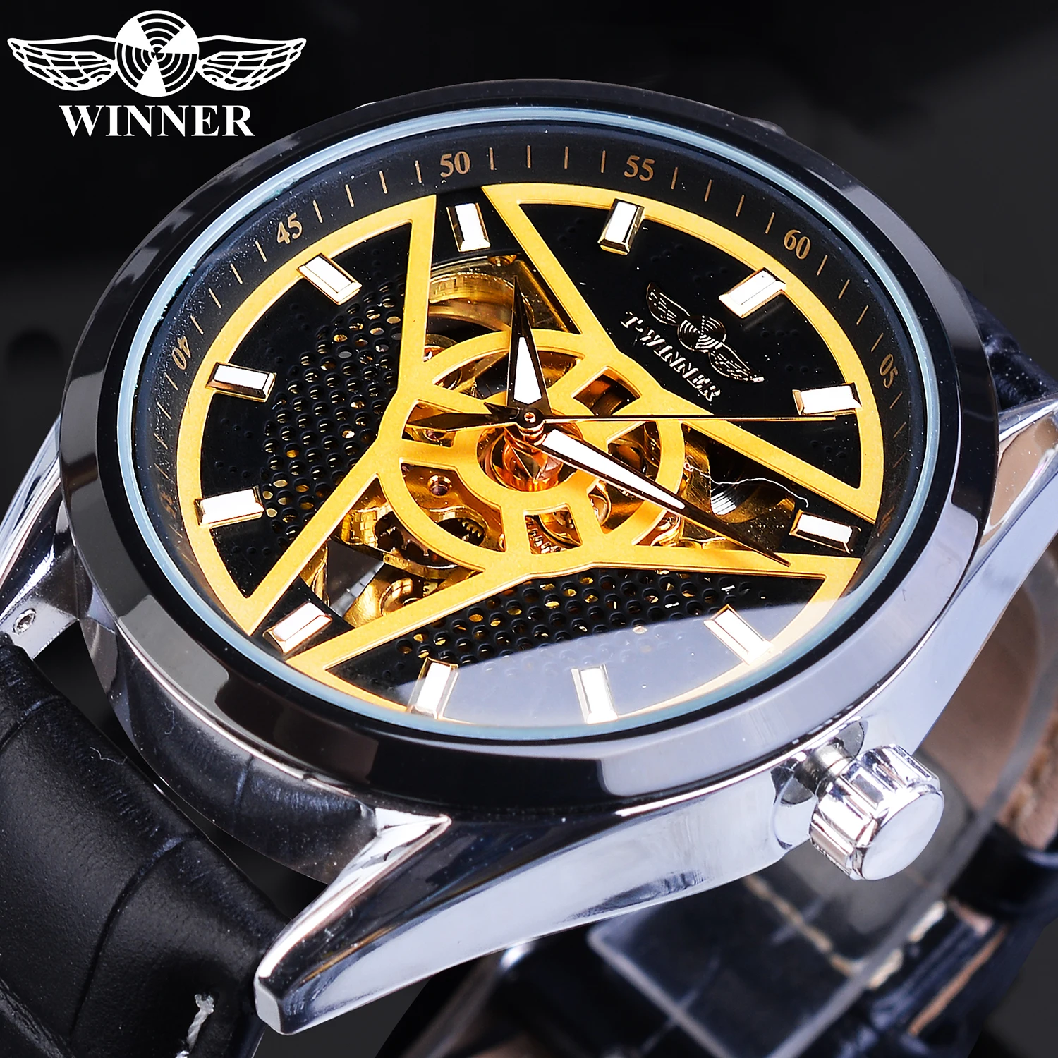 Winner Brand Automatic Men Sport Watch Creative Wheel Design Golden Skeleton Punk Mechanical Leather Wrist Watches Relogio Homme
Winner Brand Automatic Men Sport Watch Creative Wheel Design Golden Skeleton Punk Mechanical Leather Wrist Watches Relogio Homme