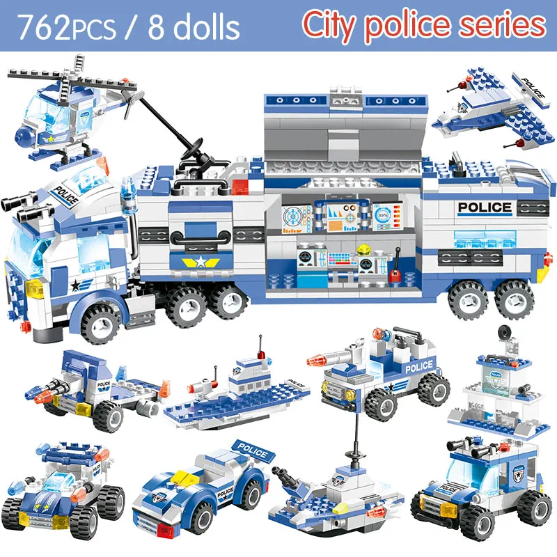 647PCS 762PCS Police Series SWAT City Police Truck Station Compatible City Blocks Bricks Toy For Children Boy
647PCS 762PCS Police Series SWAT City Police Truck Station Compatible City Blocks Bricks Toy For Children Boy