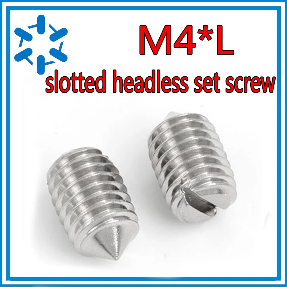 100pcs/lot M4*L DIN553 Stainless steel slotted headless set screw with cone point Slotted fastening screw M4*4/5/6/8-16/20/25/30
100pcs/lot M4*L DIN553 Stainless steel slotted headless set screw with cone point Slotted fastening screw M4*4/5/6/8-16/20/25/30