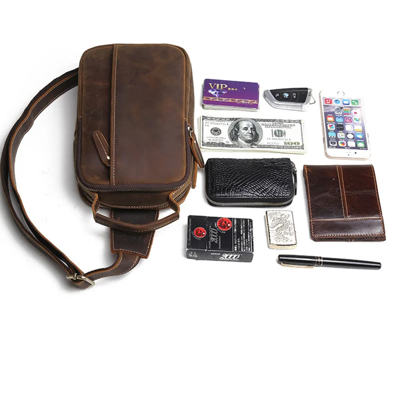 Real Crazy Horse Cowhide Men Sling Chest Day Back Pack Travel Shoulder Messenger Bag Male Crossbody Genuine Leather Rucksack
Real Crazy Horse Cowhide Men Sling Chest Day Back Pack Travel Shoulder Messenger Bag Male Crossbody Genuine Leather Rucksack
