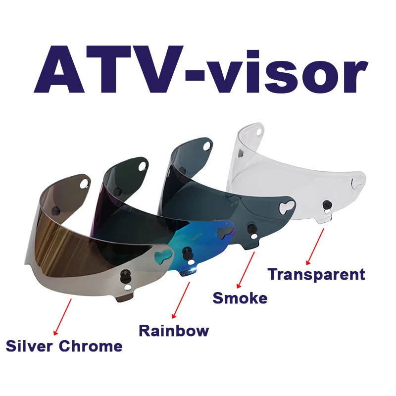 ATV motorcycle helmet shield full face racing motorbike helmet External lens Visor lens 4 colors silver black clear rainbow lens
ATV motorcycle helmet shield full face racing motorbike helmet External lens Visor lens 4 colors silver black clear rainbow lens