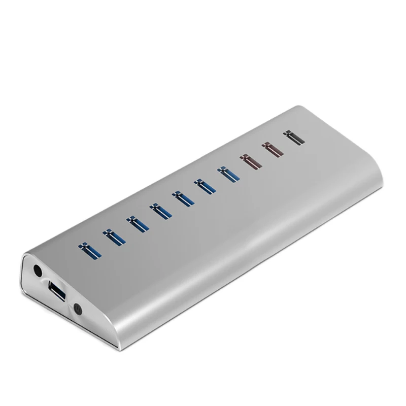 Алюминий 10 портов (7 * USB3.0 + 2*1 в 1A 1 QC2.0) USB Суперскоростной концентратор
