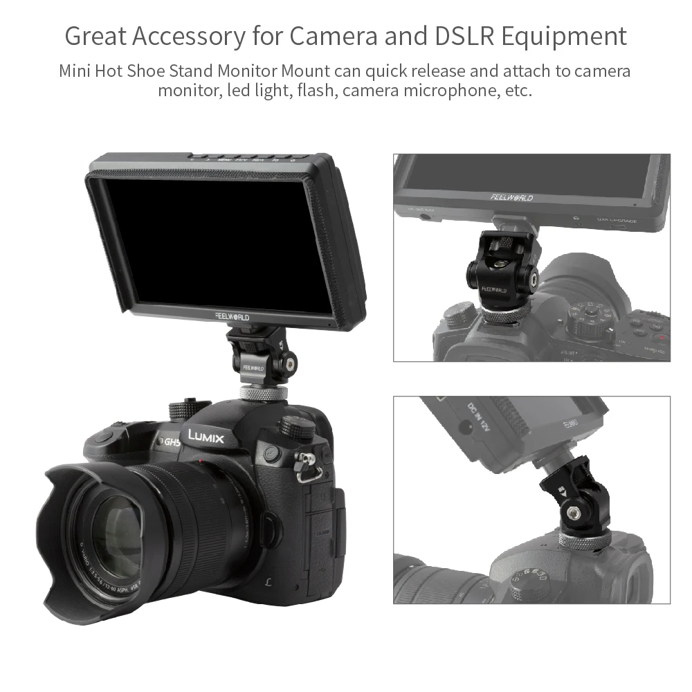 FEELWORLD Adjustable Camera Hot Shoe Mount Rotation 360 Degree Monitor Flash Adapter Vlogger Original Mount for Canon Nikon Sony
FEELWORLD Adjustable Camera Hot Shoe Mount Rotation 360 Degree Monitor Flash Adapter Vlogger Original Mount for Canon Nikon Sony