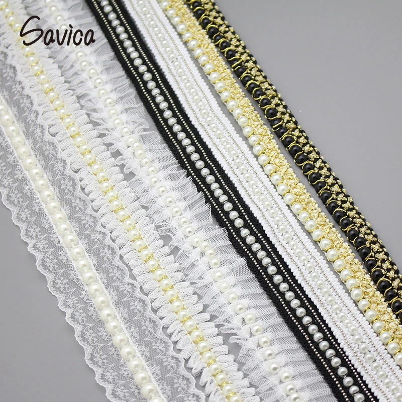Savica 1y/lot Pearl Beaded Lace Trim Fabric Ribbon DIY Collar Sewing Crafts Garment Headdress Ruffle Lace Decor Materials LX587
Savica 1y/lot Pearl Beaded Lace Trim Fabric Ribbon DIY Collar Sewing Crafts Garment Headdress Ruffle Lace Decor Materials LX587