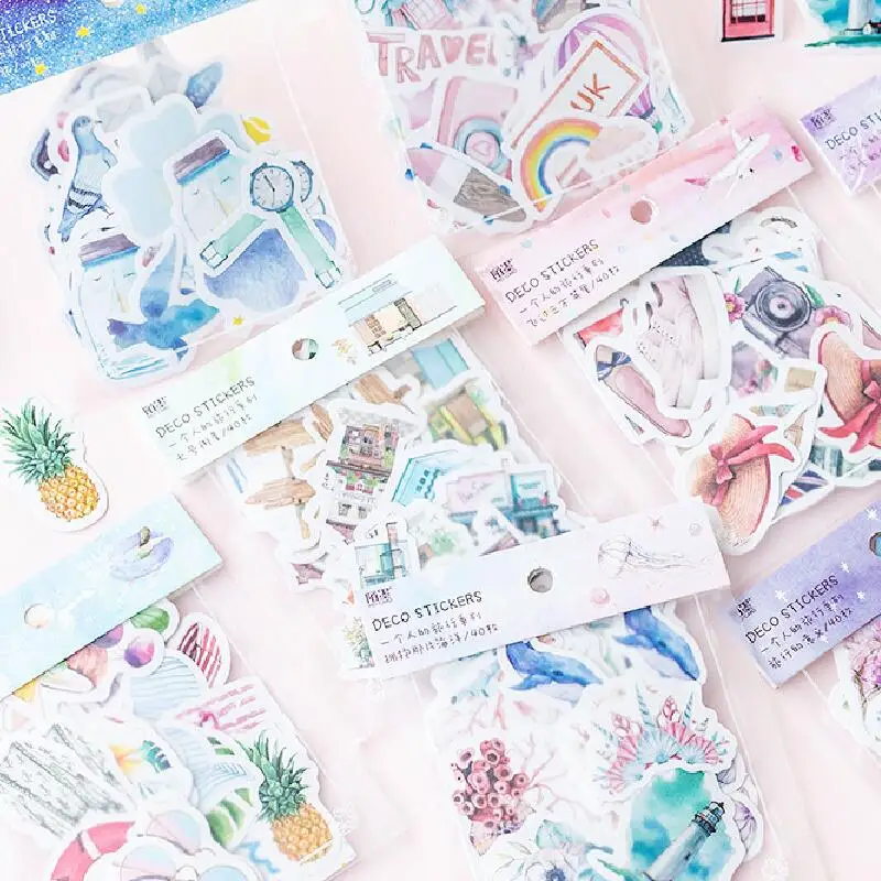 40 pc/lot Gilding A Personal Travel Decorative Stickers Adhesive DIY Decoration Diary Kids Children Gift | Игрушки и хобби