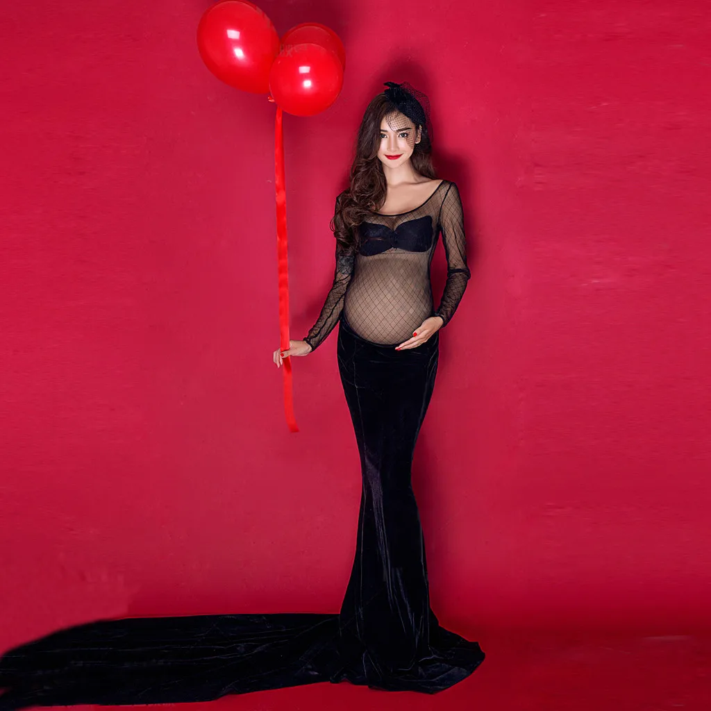 Женские платья для беременных фотосессии с длинными рукавами однотонные