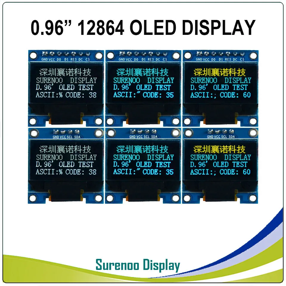 Реальный oled-дисплей 0 96 "128*64 12864 Графический SPI I2C IIC ЖК-модуль дисплей экран LCM
