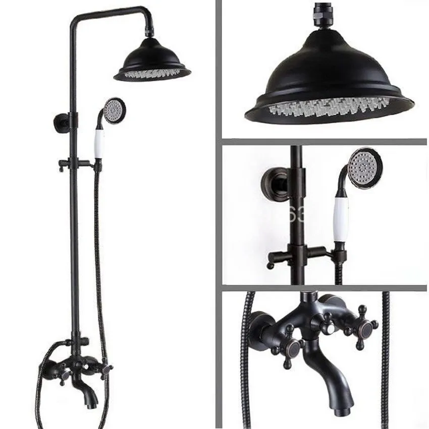 Black Oil Rubbed Brass Bathroom Rainfall Shower Faucet 8.2" Round Shower Head Set Bathtub Tap Two Cross Handle ars451
Black Oil Rubbed Brass Bathroom Rainfall Shower Faucet 8.2" Round Shower Head Set Bathtub Tap Two Cross Handle ars451