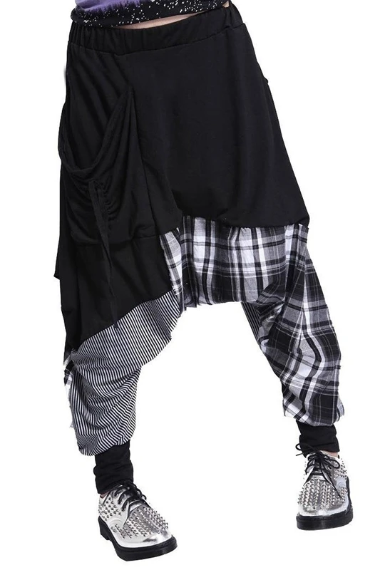 Hip-hop Splice Lattice Women's Sweat Pants Double Bag Harem Baggy Cotton blend-black
Hip-hop Splice Lattice Women's Sweat Pants Double Bag Harem Baggy Cotton blend-black