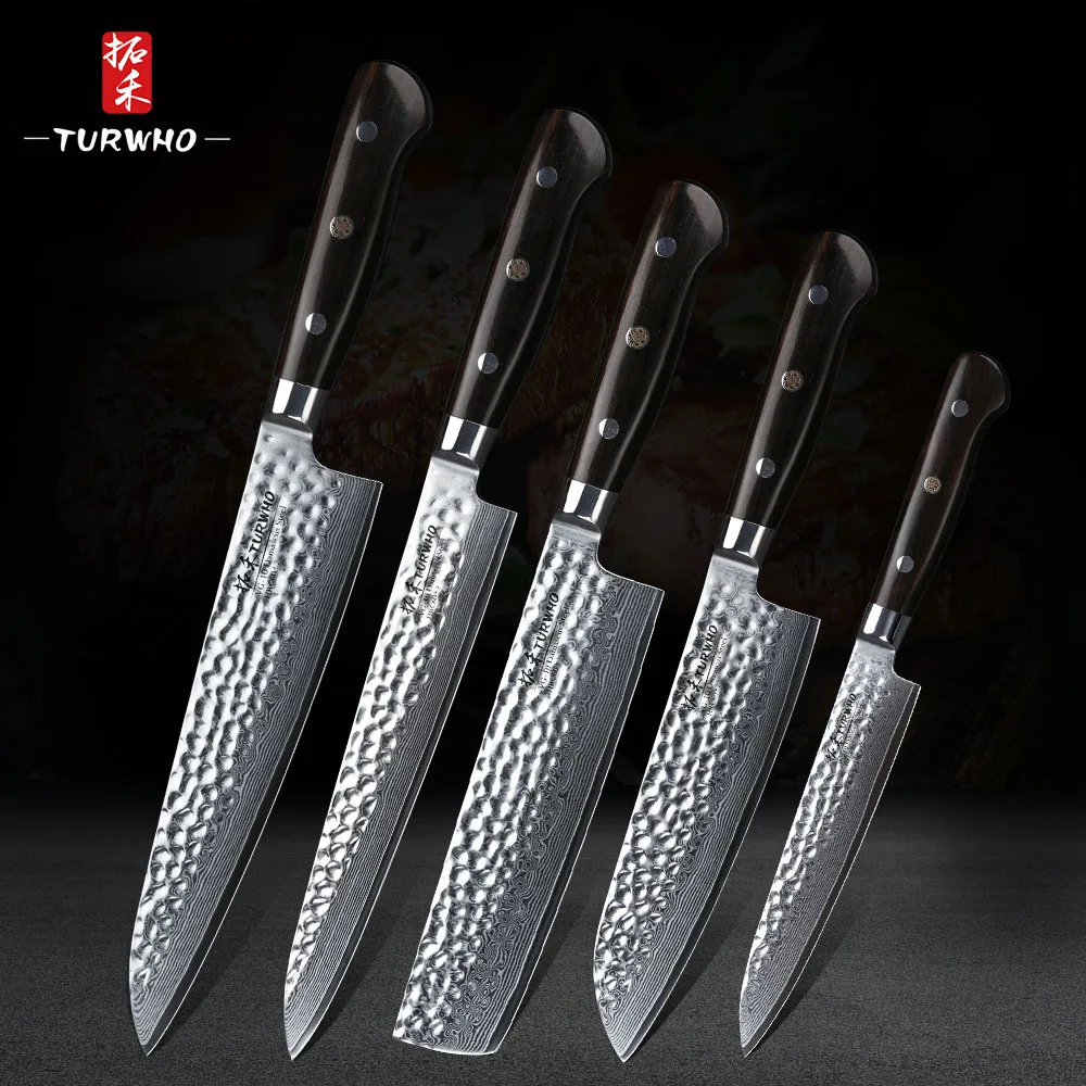TURWHO 5Pcs Kitchen Knife Set Japanese VG10 Damascus Steel Nakiri Carving Santoku Chef Utility Knife Kitchen Knives Ebony Handle
TURWHO 5Pcs Kitchen Knife Set Japanese VG10 Damascus Steel Nakiri Carving Santoku Chef Utility Knife Kitchen Knives Ebony Handle