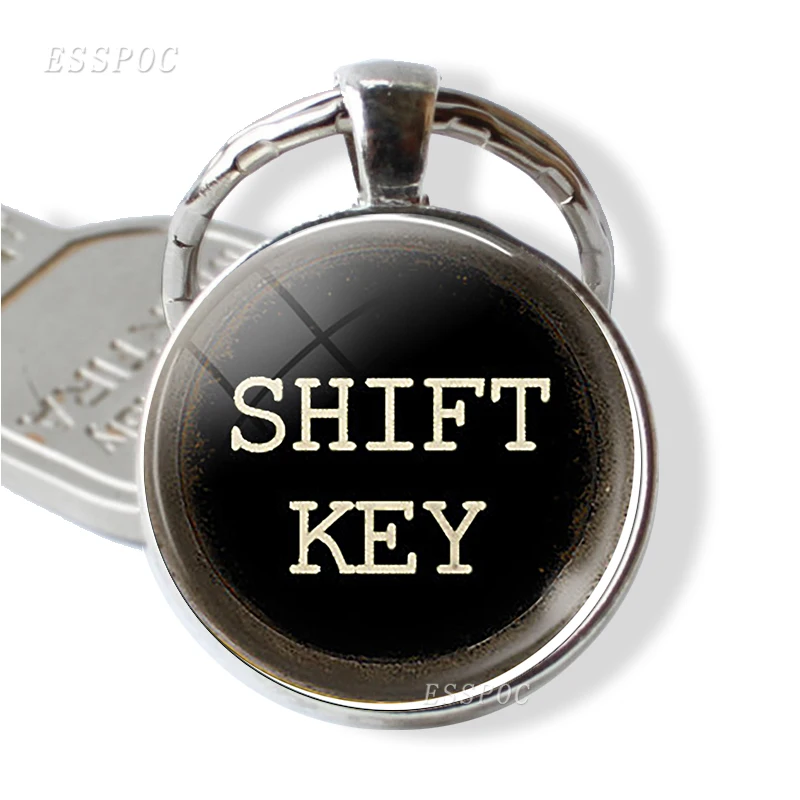 Typewriter Shift Key Chain Old School Glass Pendant Silver Plated Jewelry Accessories Gift for Writer
Typewriter Shift Key Chain Old School Glass Pendant Silver Plated Jewelry Accessories Gift for Writer