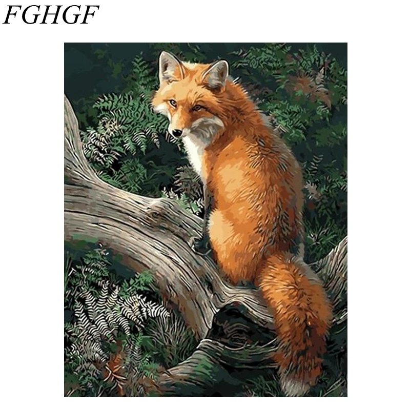 FGHGF безрамные фотографии картина лисы по номерам DIY цифровая маслом на холсте