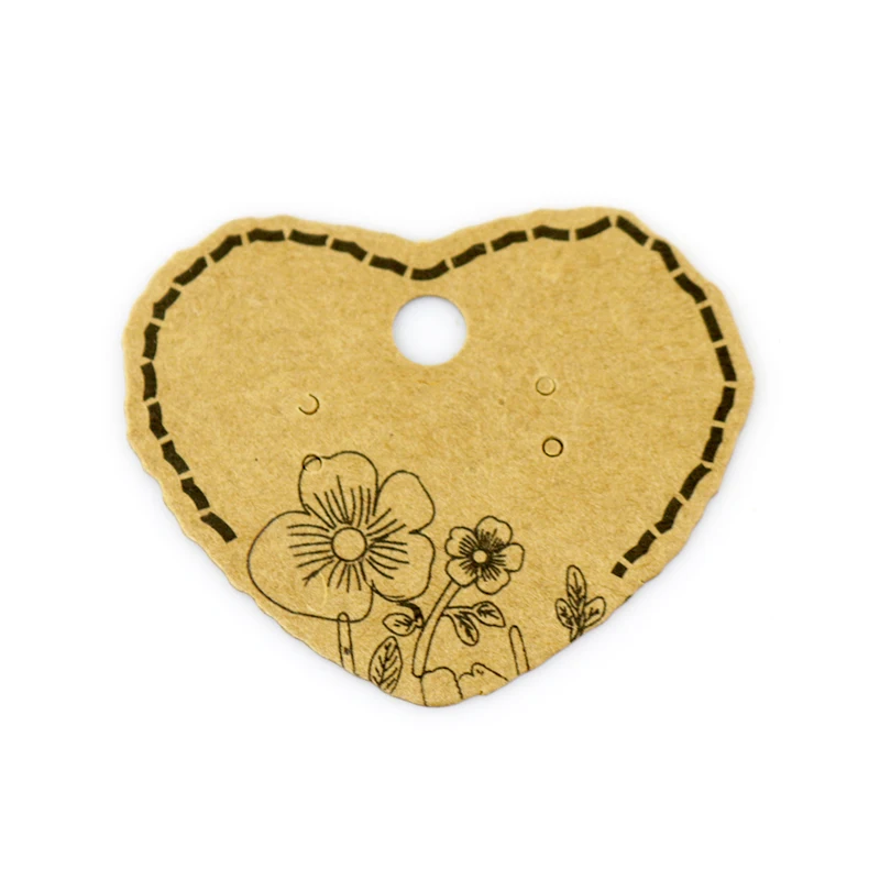 Бумага Jewelry Дисплей карты 4x5 см 200 шт. сердце Форма уха шпильки Крафт ювелирные
