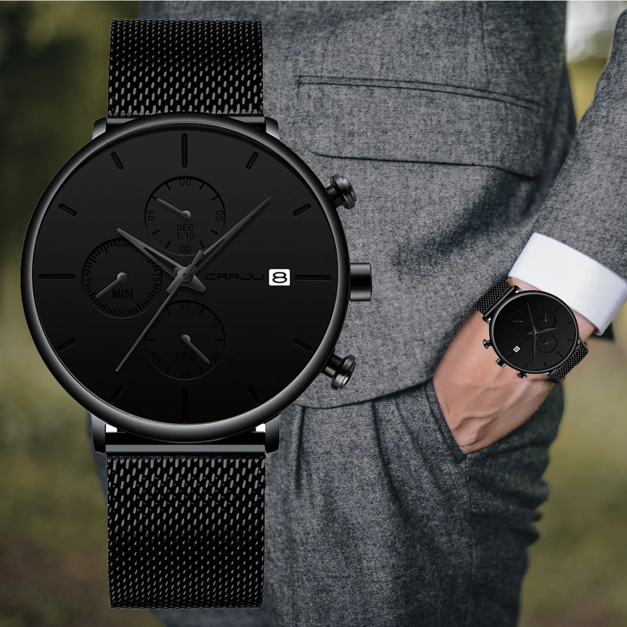 Luxury Brand CRRJU Men Watch 2020 New Minimalist Classic Multi-function Chronograph Waterproof Mesh Wristwatch with Date Display
Luxury Brand CRRJU Men Watch 2020 New Minimalist Classic Multi-function Chronograph Waterproof Mesh Wristwatch with Date Display