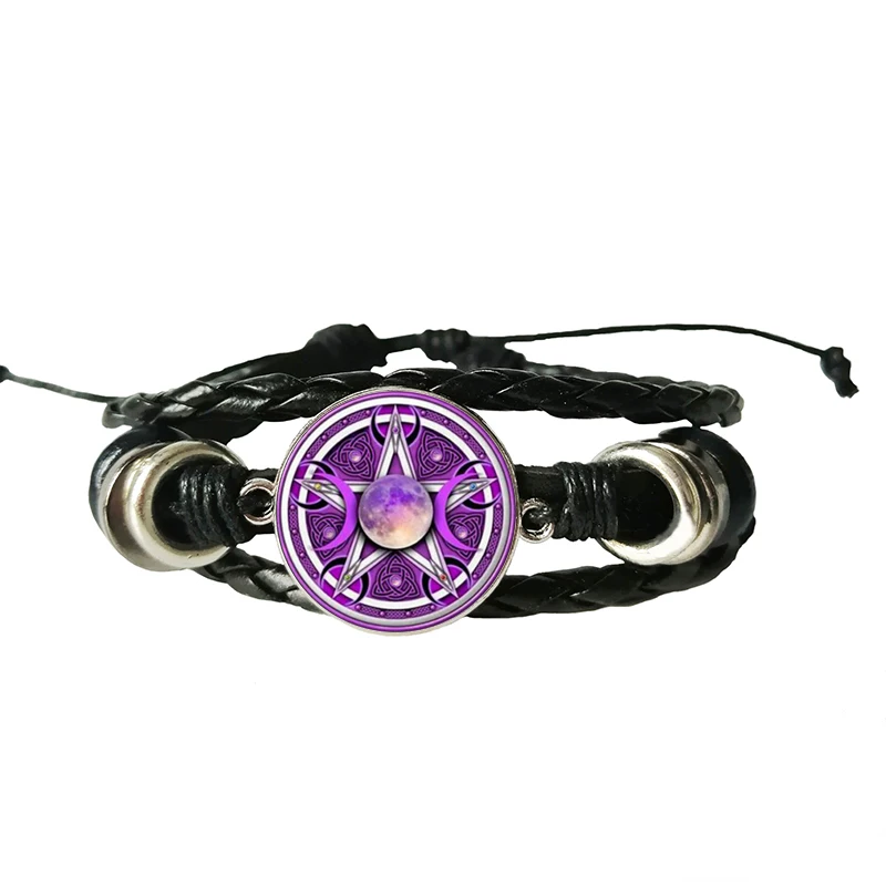 Triple Moon Goddess Pentagram Leather bracelet Witch Jewelry Glass Dome Witchcraft bracelet Glamour Weika bracelet
Triple Moon Goddess Pentagram Leather bracelet Witch Jewelry Glass Dome Witchcraft bracelet Glamour Weika bracelet