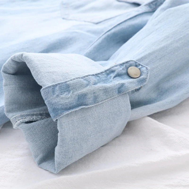 Long-sleeve Denim Shirt Womens Korean literary wash cotton Casual Bottom Shirts Autumn Winter New Plus size Blouses XS-4XL F448
Long-sleeve Denim Shirt Womens Korean literary wash cotton Casual Bottom Shirts Autumn Winter New Plus size Blouses XS-4XL F448