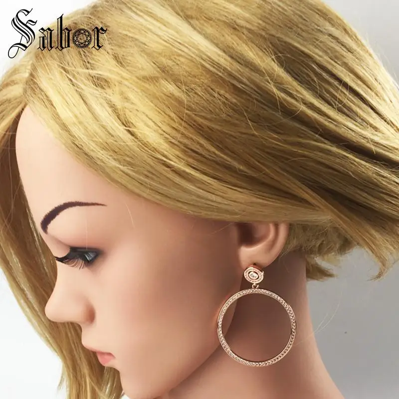 Ear Stud Round CZ Hyperbole Gift For Women Earring silver color Zirconia Fashion Jewelry thomas | Украшения и аксессуары