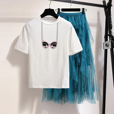 Новый женский дизайнерский бренд Runway 2 шт костюм бисер глаза хлопок блузки