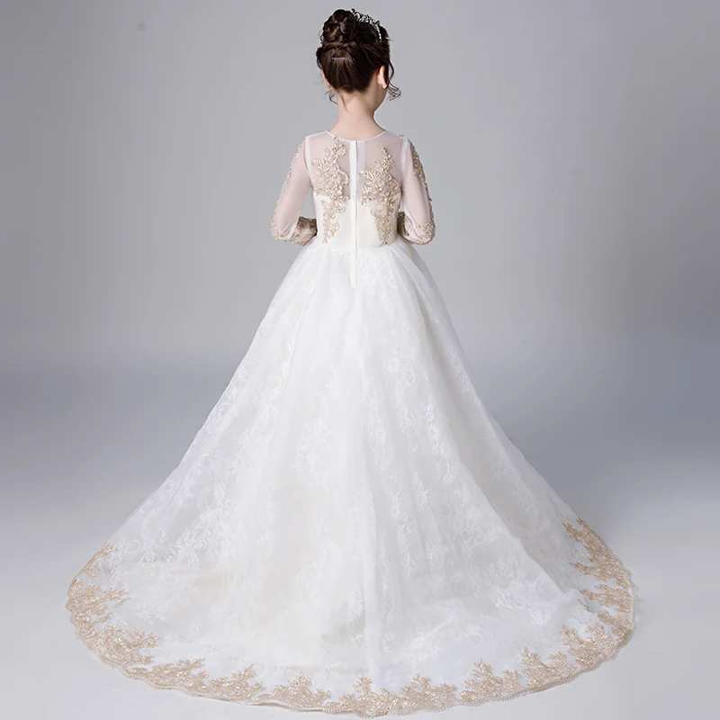 Luxury Children Model Show Catwalk Embroidery Lace Long Tail Dress Kids Girls Golden Color Birthday Wedding Party Prom Dress
Luxury Children Model Show Catwalk Embroidery Lace Long Tail Dress Kids Girls Golden Color Birthday Wedding Party Prom Dress