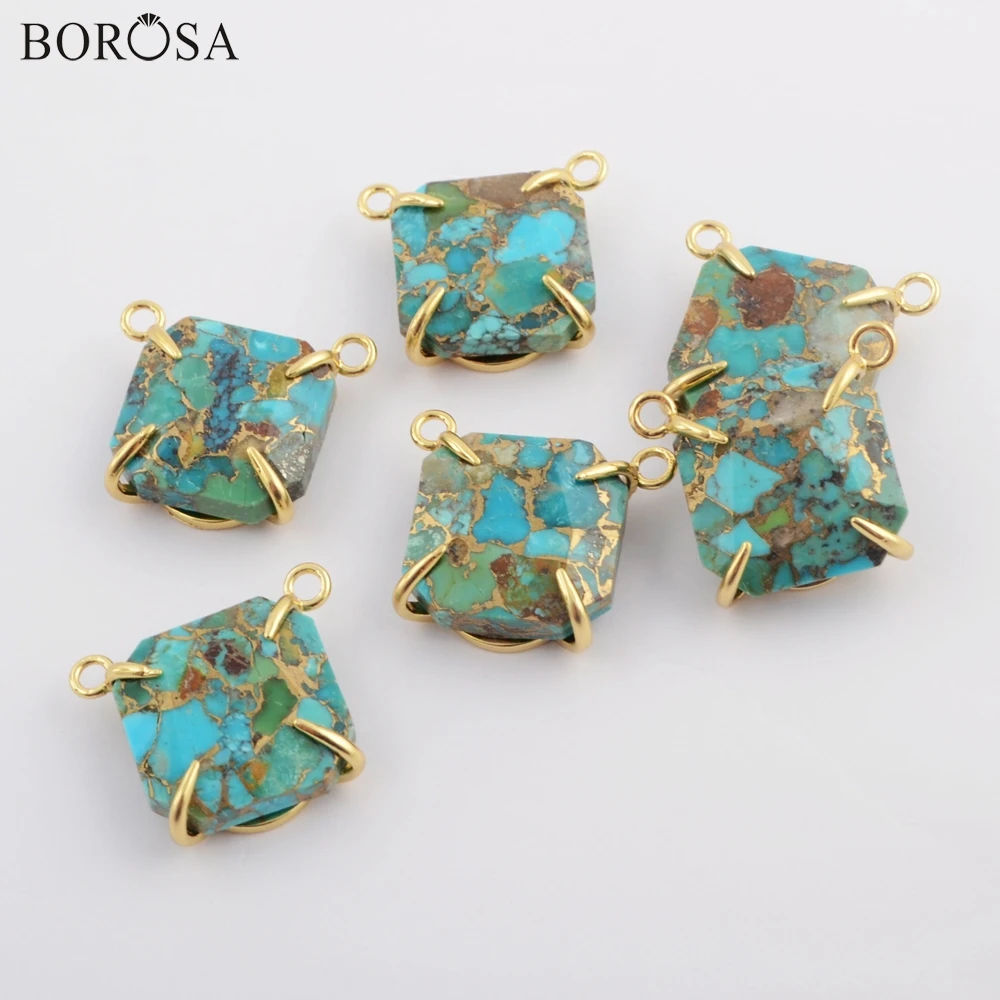 BOROSA 5/10PCS Square Gild Claw Copper Natural Turquoises Connector for Necklace, Double Charms Gems for Handmade Jewelry ZG0416
BOROSA 5/10PCS Square Gild Claw Copper Natural Turquoises Connector for Necklace, Double Charms Gems for Handmade Jewelry ZG0416