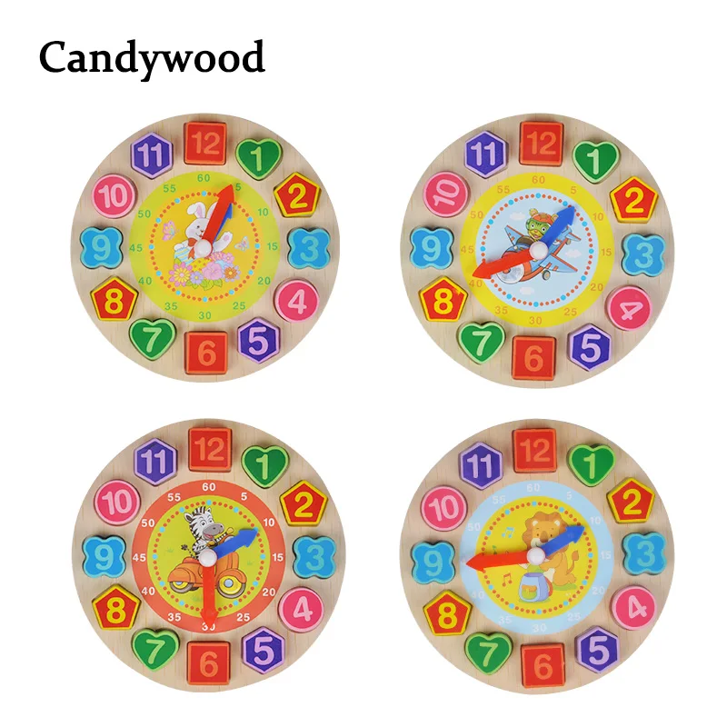 Деревянные цифровые геометрические часы деревянные блоки игрушки для детей