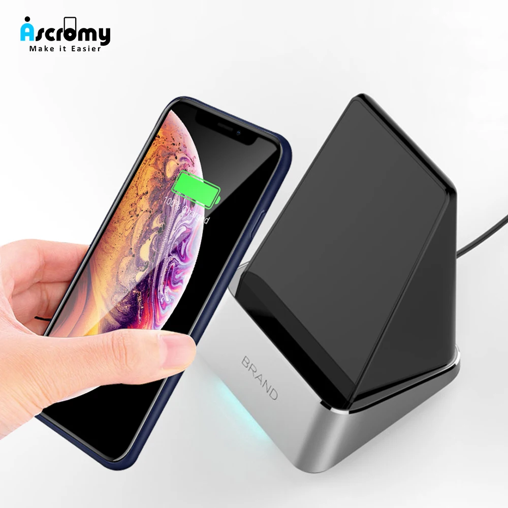 Беспроводное зарядное устройство Ascromy 15 Вт Qi для iPhone XS Max X 8 Plus Samsung s10 + S10 Quick Charge