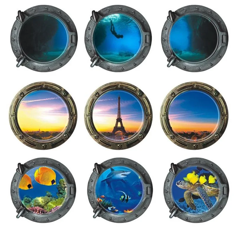 Underwater Scene Porthole Vinyl Wall Decal Seals Family Wall Art Ocean View 3D Illusion Kids Wall Decal Sea Outside of Submarine
Underwater Scene Porthole Vinyl Wall Decal Seals Family Wall Art Ocean View 3D Illusion Kids Wall Decal Sea Outside of Submarine