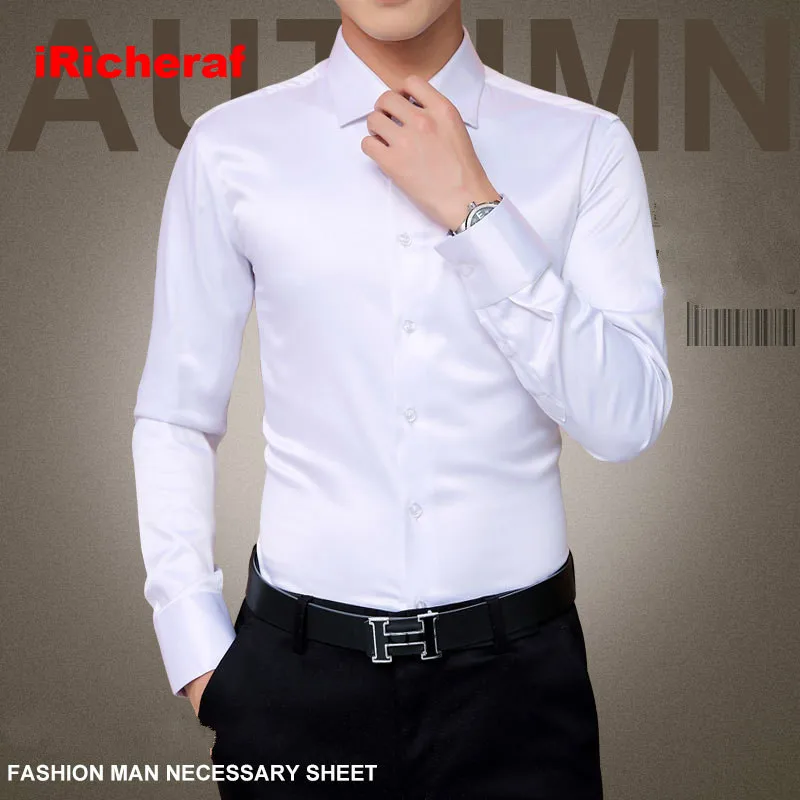 iRicheraf 2019 Men Shirts Long Sleeve Korean Tuxedo Shirt England Style Solid Polyester Fiber White Blue Wine Red Plus Size 5XL
iRicheraf 2019 Men Shirts Long Sleeve Korean Tuxedo Shirt England Style Solid Polyester Fiber White Blue Wine Red Plus Size 5XL