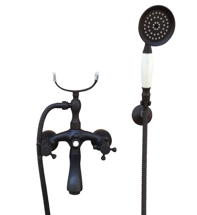 Bathroom Black Oil Rubbed Bronze Wall Mounted Clawfoot Tub Filler Faucet Handshower Two Cross Handles atf564
Bathroom Black Oil Rubbed Bronze Wall Mounted Clawfoot Tub Filler Faucet Handshower Two Cross Handles atf564