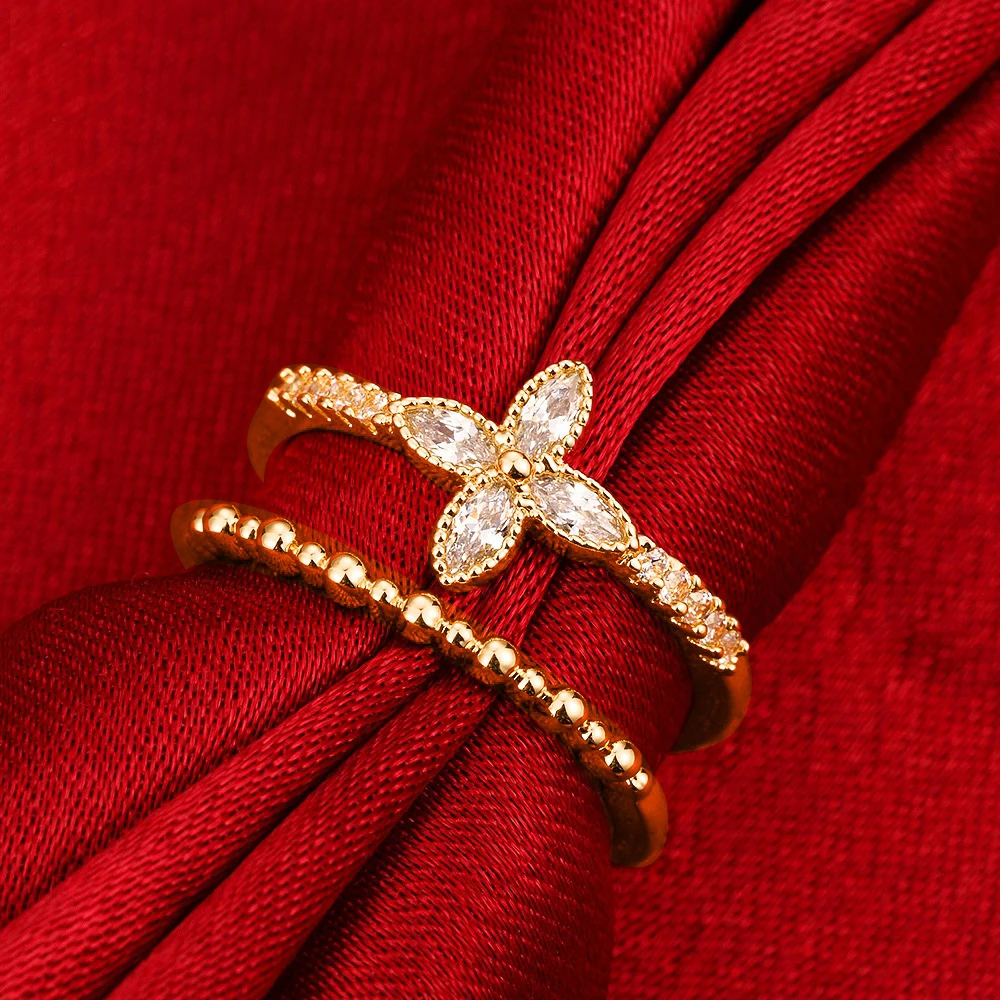 Медные кольца для женщин Женское Обручальное Кольцо богемное кольцо с клевером