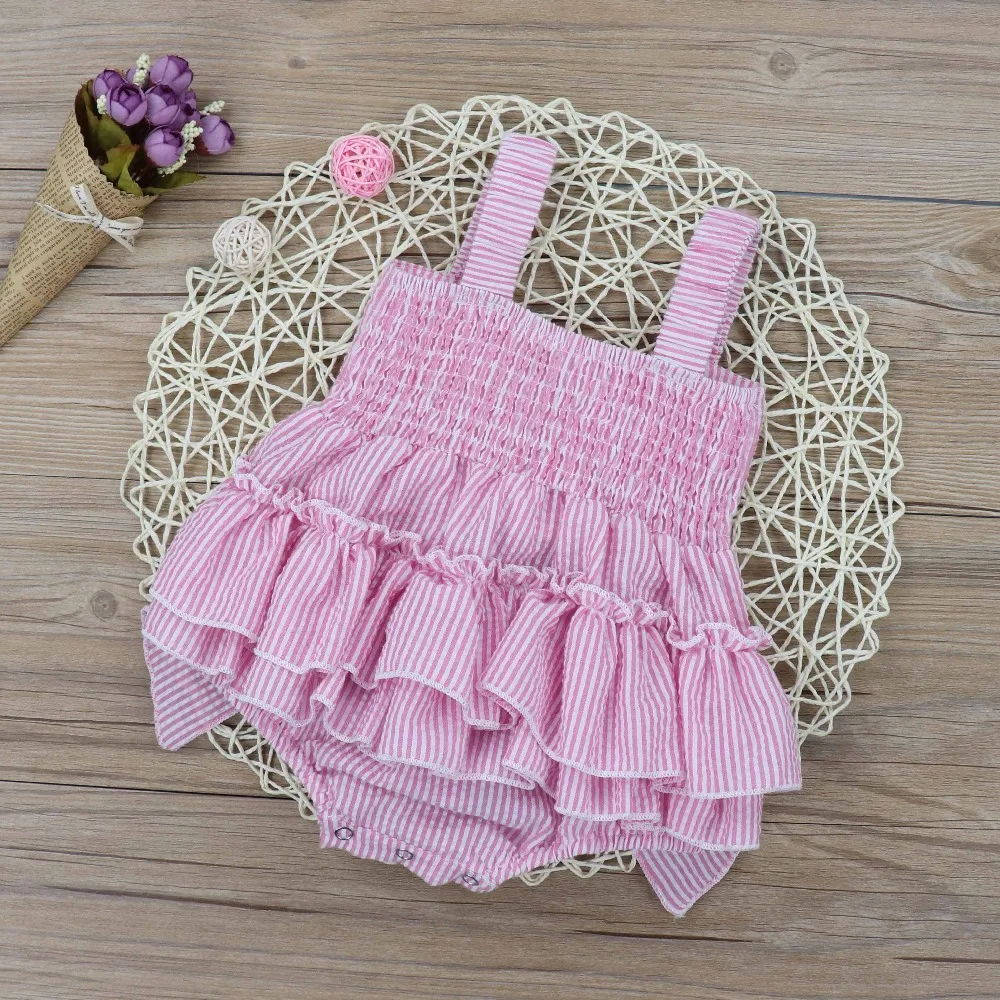 Oklady Baby Blonde Girls Striped Rompers Seersucker Bubble Straps Ruffle Layers Bowknot Romper Pink Bow Jumpsuit
Oklady Baby Blonde Girls Striped Rompers Seersucker Bubble Straps Ruffle Layers Bowknot Romper Pink Bow Jumpsuit