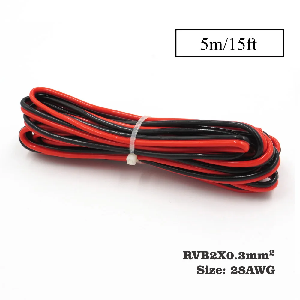 5 м x 28AWG 0.3мм2 ПВХ изолированный 2 Pin медный провод IEC RVB электрические кабели