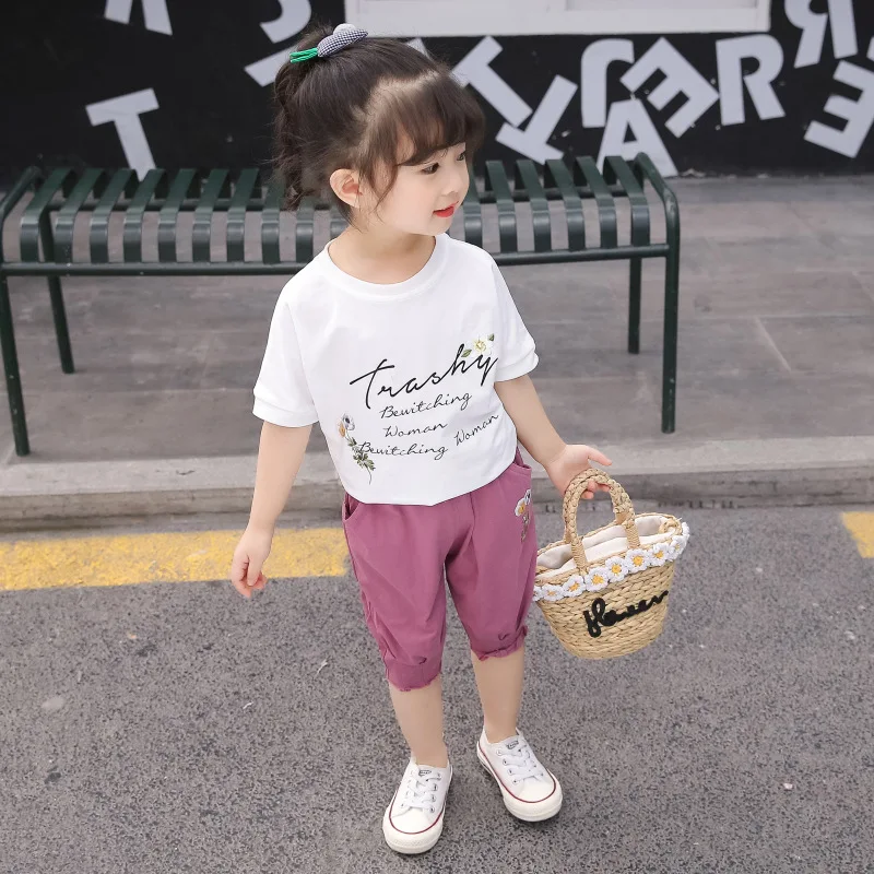 Summer Girls Clothing Set New Casual Baby Short Sleeve Embroidery Letter Print T-shirt+Pant Toddler Kids Sets For Girls 1-5Yrs
Summer Girls Clothing Set New Casual Baby Short Sleeve Embroidery Letter Print T-shirt+Pant Toddler Kids Sets For Girls 1-5Yrs