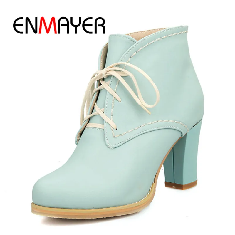 ENMAYER 2020 Ankle Strap Lace up Boots Spring And Summer Footwear High Quality 34-43 Woman Casual Shoes Square Toe Boots WHY200
ENMAYER 2020 Ankle Strap Lace up Boots Spring And Summer Footwear High Quality 34-43 Woman Casual Shoes Square Toe Boots WHY200
