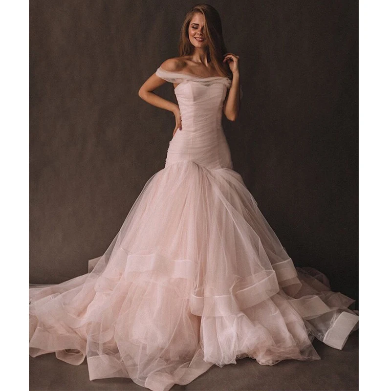 Off The Shoulder Blush Pink Prom Dresses Mermaid Style Elegant Long Prom Gowns Tiered Skirt Vestidos De Formal Party Dresses
Off The Shoulder Blush Pink Prom Dresses Mermaid Style Elegant Long Prom Gowns Tiered Skirt Vestidos De Formal Party Dresses